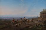 Heinrich Bürkel, Ziehende Landleute vor Rom, Öl auf Leinwand, um 1830/32 - (Copyright: Stadt Pirmasens, Foto: Martin Seebald)